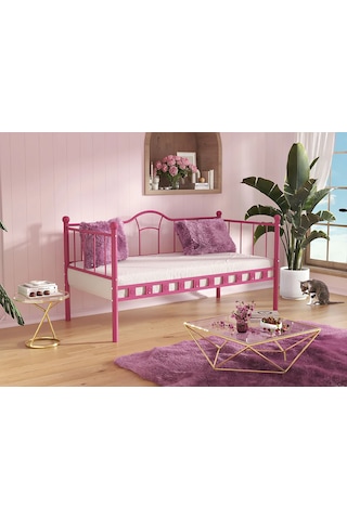 Kamelya Sedir Metal Karyola - 100 X 200 Cm - Pembe