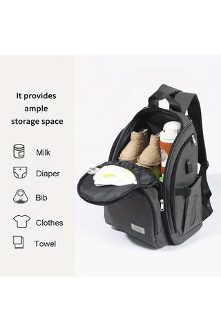 Wangxi Koyu Gri Yuksek Kaliteli Malzeme Cift Omuzlu Buyuk Kapasiteli Cok Fonksiyonlu Anne Cantasi Bebek Bezi Cantasi Koyu Gri