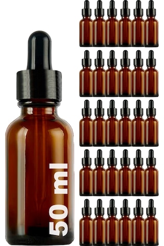 Afracam Amber 50 Ml Kapaklı Dropper Damlalık Cam Şişe 30 Adet Siyah