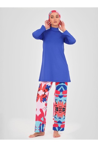 Alfasa Manolo Desenli Tesettür Mayo - Yeşil - Saks