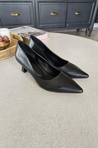 Ops 10 1899 Topukla Kadın Kadeh Topuklu Stiletto Siyah Deri