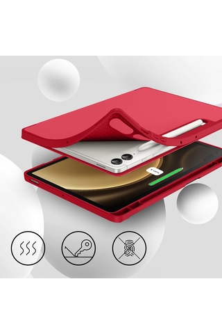 Samsung Galaxy Uyumlu Tab S9 Plus X810 12.4 İnç Kılıf Premium Silikon Kalem Bölmeli Smart Case Kapaklı Kılıf
