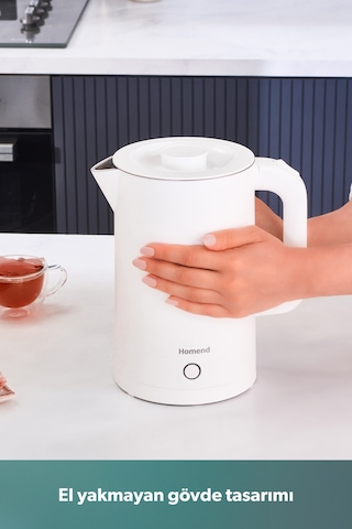 Homend Heatrow Cool Touch 1618h Çift Duvarlı Sessiz Xl Su Isıtıcısı Kettle