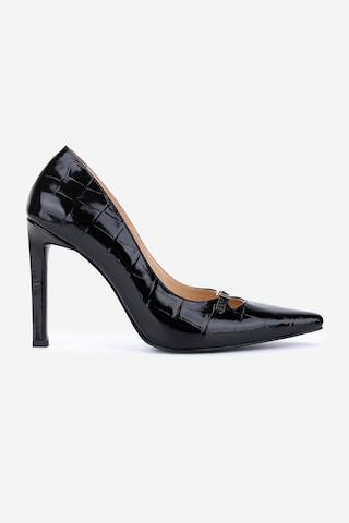 Valmenti Kadın Hakiki Deri Siyah Kroko Stiletto Ayakkabı 1138 4930 Bn Ayk Sk25-26 Sıyah Kroko Siyah
