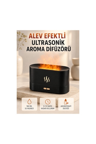 Astraltech Ultrasonik Aromaterapi Difüzörü 180 Ml Hazneli Dekoratif Alev Efektli Nemlendirici