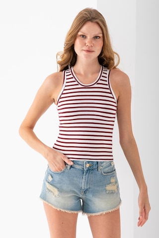 Giysa Kadın Bisiklet Yaka Çizgili Basic Body Bordo - 25510 Bordo