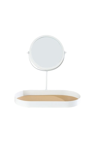 Homyl Tepsili Masa Üstü Makyaj Aynası Ayrılabilir Beyaz Beyaz