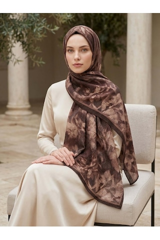 Camellia Scarfs Frosted Bloom Müslin Şal Acı Kahve - Derin Ve Doğal Stil