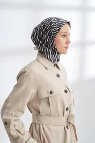 Armanda Lıne Desen Twıll İpek Eşarp -4304 Siyah