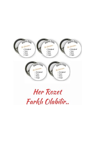 Kişiye Özel Rozet - 5 Adet Rozet - Farklı 5 Adet Rozet Renkli