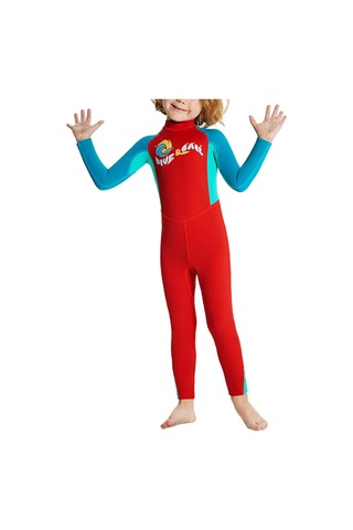 Suntek Çocuklar Wetsuit Suya Dayanıklı Mayo L-kırmızı
