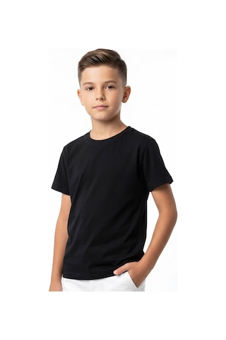 Modanıno Erkek Çocuk 2'li Geniş Kalıp Basic T-shirt 6-14 Yaş 12690ds Siyah