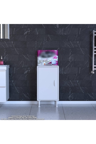Modilayn Söke Küçük Alanlar İçin Akıllı Çözümler 35x75x32,5 Cm Lik 1 Kapaklı 3 Göz Raf Dolap Beyaz