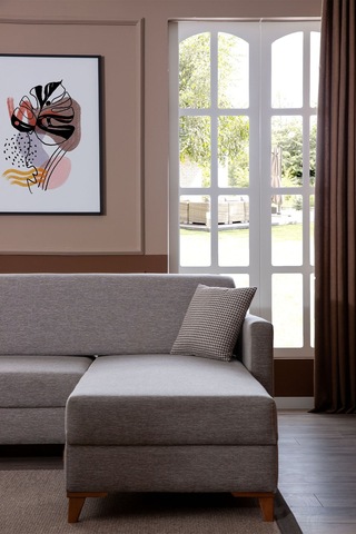 Sunrise Çift Yönlü Keten Yataklı Modüler Köşe Koltuk Takımı Gri Gri