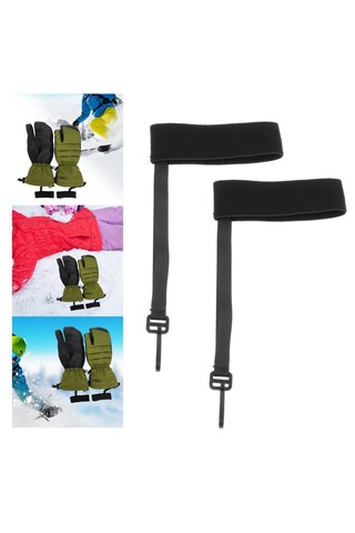 Dolıty 2 Adet Kayak Eldiveni Bilek Kayışı Yetişkin Spor Siyah Siyah