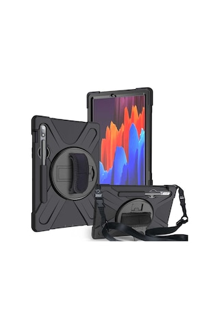 Samsung Uyumlu Galaxy Tab S7 Plus T970 Kılıf Defender Askılı Tam Koruma