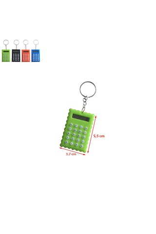Bisküvi Şekilli Mini 8 Haneli Hesap Makinesi Anahtarlık 1 Adet Ebat: 5,5 Cm X 3,7 Cm Yeşil
