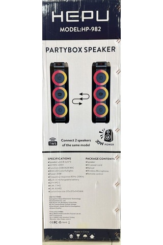 Hepu Hp-982 3x8'' Kablosuz 1 El Mikrofon Bluetooth Usb Şarjlı Rgb Işıklı Müzik Kutusu