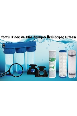 Sulook Daire Girişi 10 İnç Tortu, Kireç Ve Klor Önleyici Üçlü Sayaç Filtresi