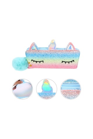 1 Adet Unicorn Payet Kalem Tutucu Öğrenciler Kırtasiye Çantası Büyük Kapasiteli Kalem Çantası Şeker Pembe