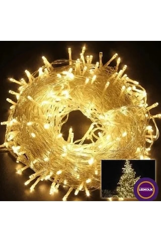 Yılbaşı Aydınlatması 100 Led Perde Hortum Sıcak Beyaz Işık Sarı