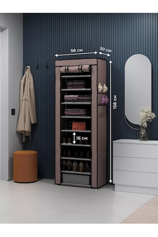 2s.k Kumaş Kılıfı Olan Ayakkabı Saklama Dolabı 220737655 Kahverengi
