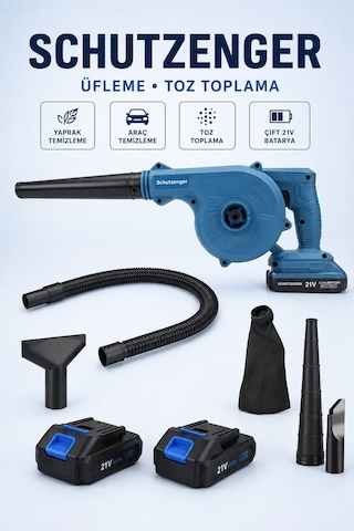 3 Başlıklı Kompresör Şarjlı Hava Üfleme Toz Toplama Mavi R1-40v Araç Mangal Üfleme Yaprak İçin