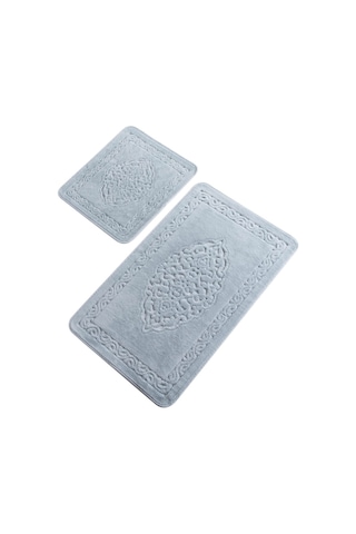 2li Pamuklu Banyo Paspas Seti Osmanlı Desen Gri 60 x 100 / 50 x 60 CM Gri