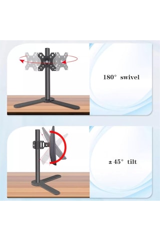 Tek Monitör Masa Standı, Yükseklik Ayarlamalı Bağımsız Çelik Monitör Tutucu, 17'-32 'monitörler İçin
