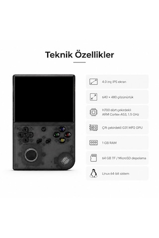 Rg 40xxv Taşınabilir El Oyun Konsolu, 4.0 İnç Ips Ekran, Retro Game Boy Psp Oyun Konsolu