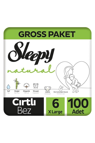 Sleepy Natural Gross Paket Bebek Bezi 6 Numara Xlarge 100 Adet