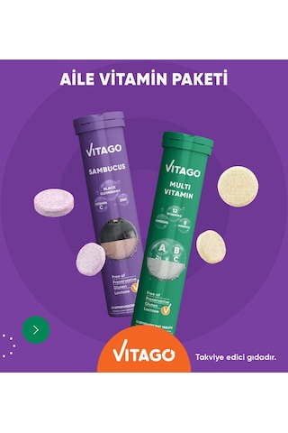 Vitago Sambucus + Multivitamin 2 x 20 Efervesan Tablet