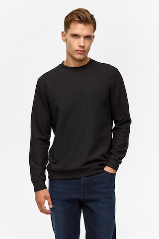 Süvari Siyah Regular Düz Bisiklet Yaka Sweatshirt-38793 Siyah