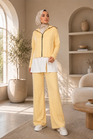 Unika Boutique Kadın Oysho Fermuar Detaylı 3 Lü Takım Sarı