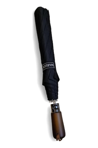 Baginn 10 Telli Otomatik Açılır Ahşap Saplı Şemsiye 100 Cm Çap 45 Cm Kapalı Boyut Çelik Tel Manuel Kapanır Siyah