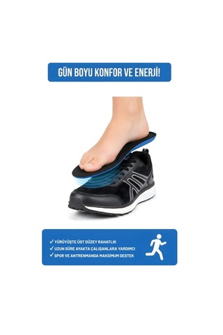 4 - Unisex Comfort Ortopedik Gri Spor Ayakkabı Tabanlığı - Rahat Ortopedik İç Tabanlık