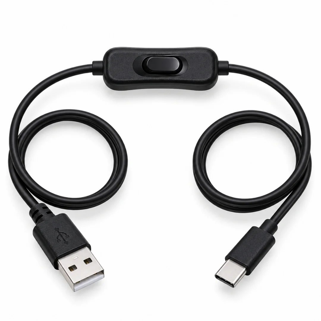Usb Type C Açma Kapama Anahtarlı Güç Data Kablosu 2 Metre On/off Tuşlu Düğmeli 1 Metre