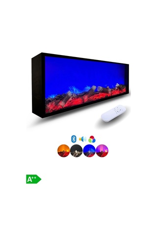 Arif Şömine Dekoratif Elektrikli Yapay Şömine - 80x25x15 Cm - Farklı Renk Modları, Kumanda, Bluetooth Hoparlör