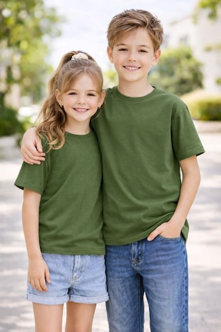 Zuzunga Unisex Basic Kısa Kollu Çocuk T-shirt Haki