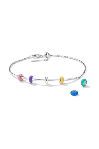 Fastbuy S925 Ayar Gümüş Mor Renkli Boncuklu Boncuklu Bilezik Kolye Aksesuar Seti Çok Renkli