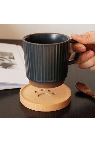 Yaozixa Japon Gaya Açıkçay Ahşap Ayak Desenli Isı Dayanıklı Kaymaz Engelleyici Bardak Altlığı Yuvarlak Diğer