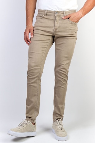 Erkek Bej Slim Fit Esnek Likralı Jean Kot Pantolon Bej