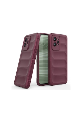 Realme GT2 Pro Uyumlu Silikon Kılıf - Kamera Korumalı Esnek Yeni Nesil Airbag Kapak - Bordo