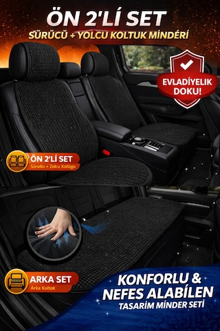 Universal Uyumlu Örme Ön 2 Parça Minder Siyah