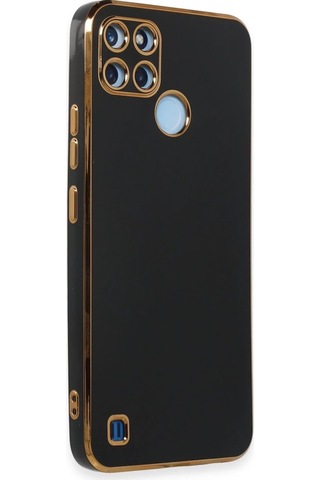 Realme C25y Kılıf Volet Silikon - Siyah Düz Renkli