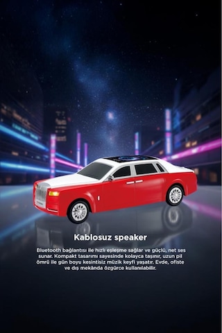 Bluetooth Hoparlör Rolls-royce Görünümlü Araba Led Ekranlı 15w Tws Fm Usb Speaker D82