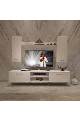 Decoraktiv Eko 7 Mdf Dvd Silver Tv Ünitesi Tv Sehpası Beyaz