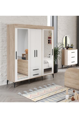 Afilliıldır Çocuk Odası Takımı 3 Parça Tamamı Mdf Flora Beyaz Ayn