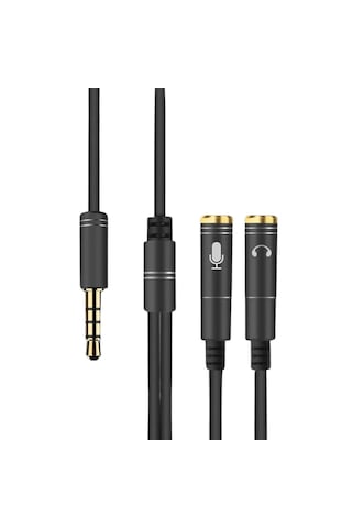 Lunaev 1 Erkek 2 Dişi 3.5 Mm Kulaklık Ve Mikrofon Ayırıcı Çoklayıcı Aux Kablo 00