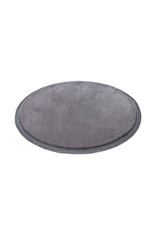 Vl Yuvarlak Comfort Düz Saçaklı Peluş Antrasit Yolluk Halı Antrasit Düz Saçaklı Daire